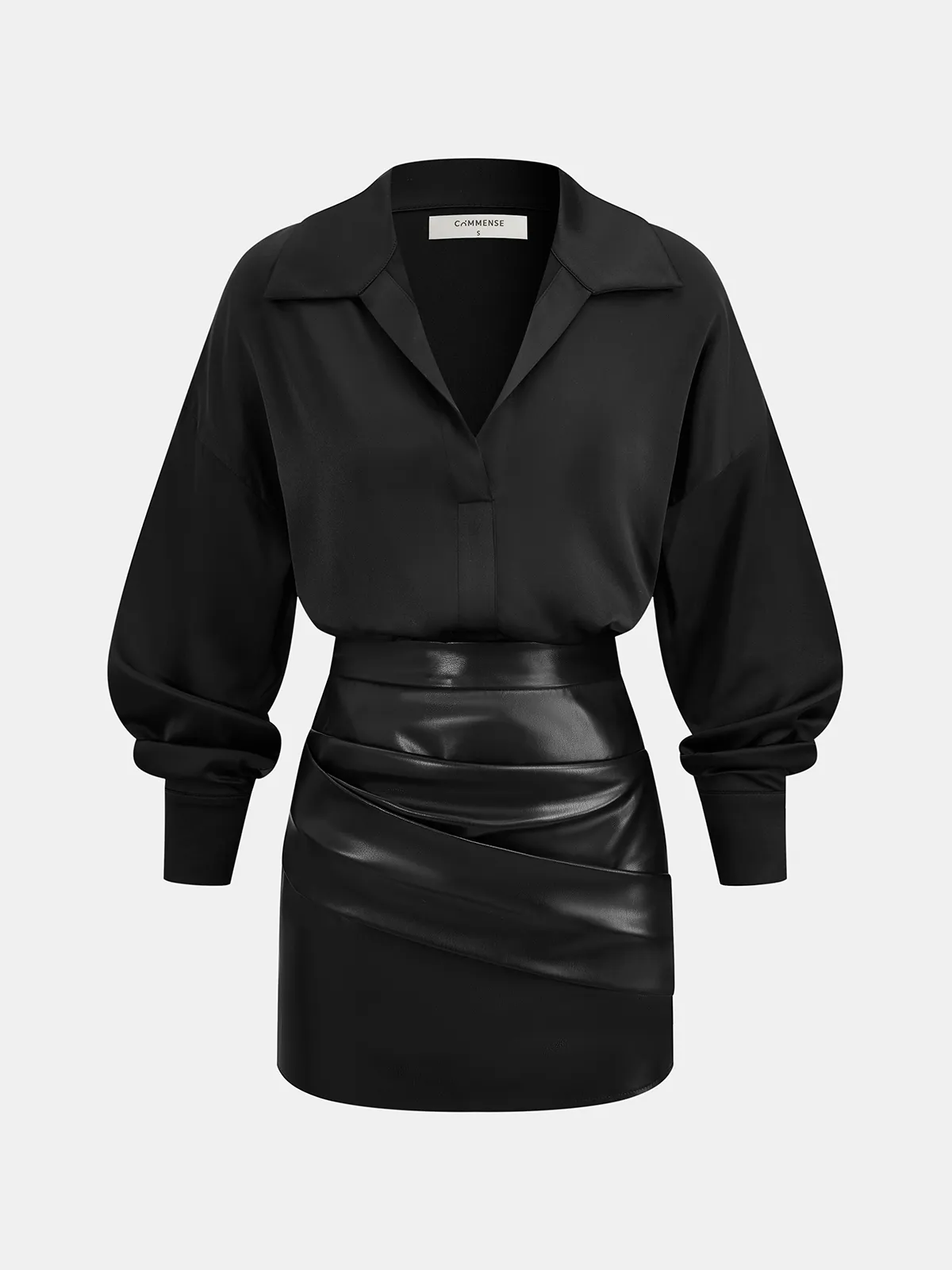 Faux Leather Ruched Mini Skirt sold by COMMENSE product image thumbnail 3