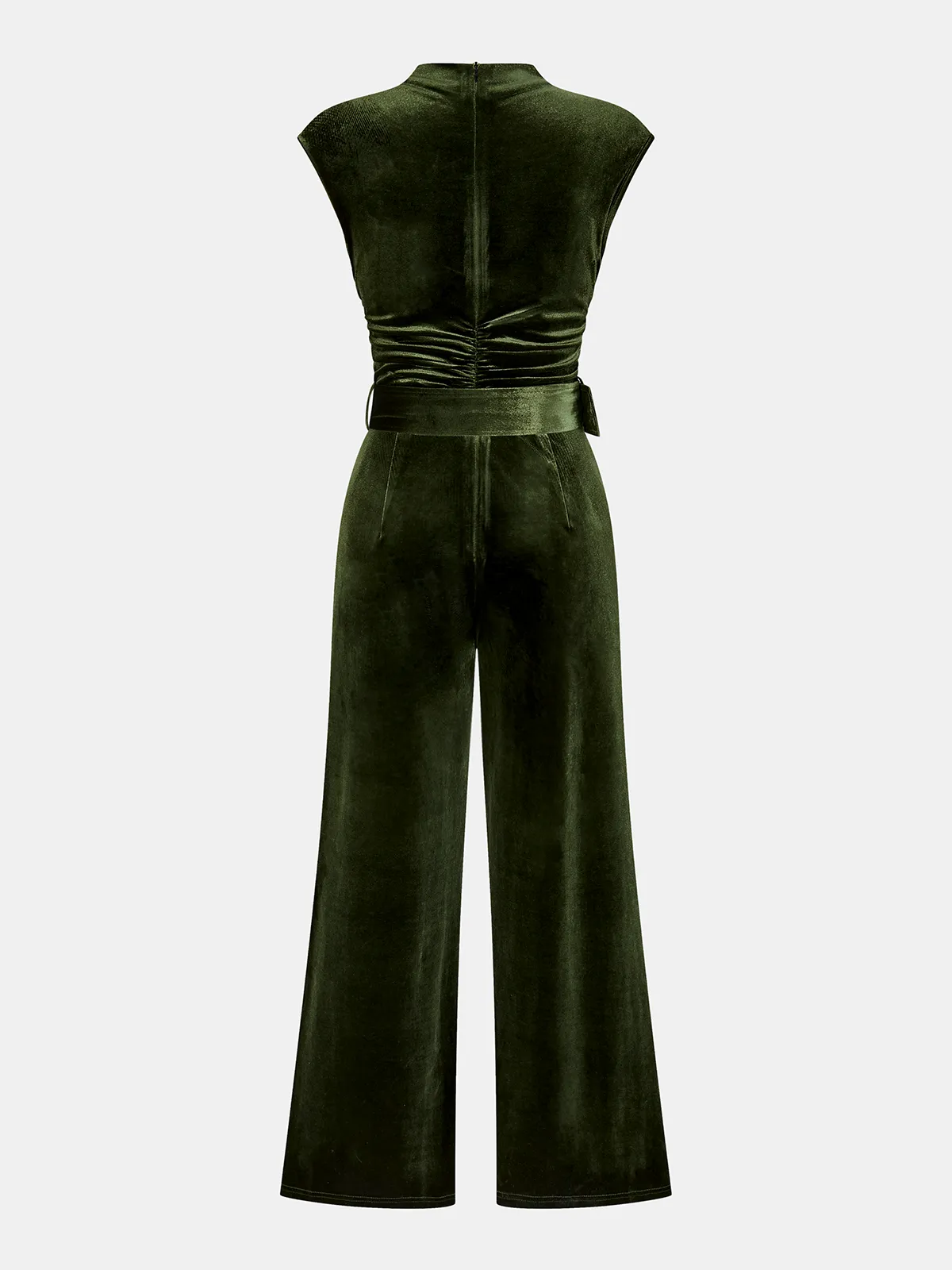 Velvet Sleeveless Belted Wide-Leg Jumpsuit sold by COMMENSE product image thumbnail 2