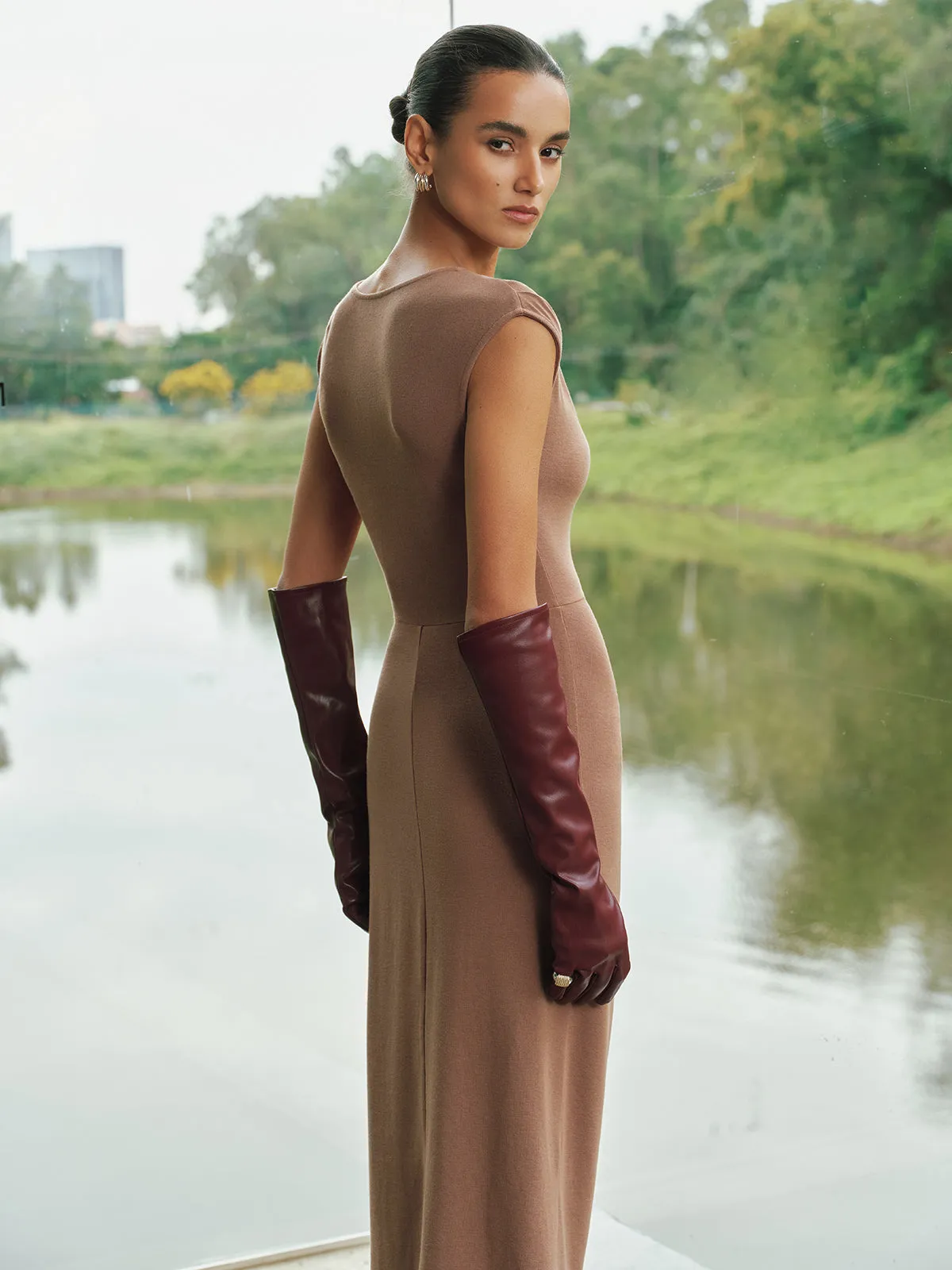 Sleeveless Buckle Detail Ruched Midi Dress sold by COMMENSE product image thumbnail 5