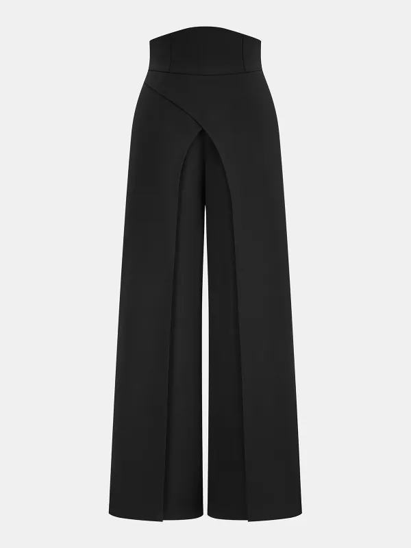 High-Waisted Asymmetrical Wide-Leg Pants made by COMMENSE