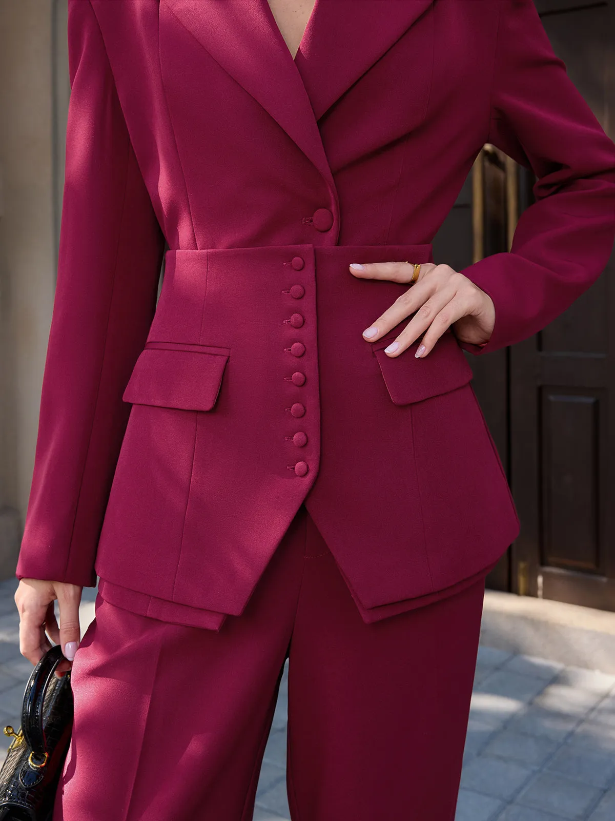 Button-Front Corset & Blazer Two-Piece Set sold by COMMENSE product image thumbnail 4