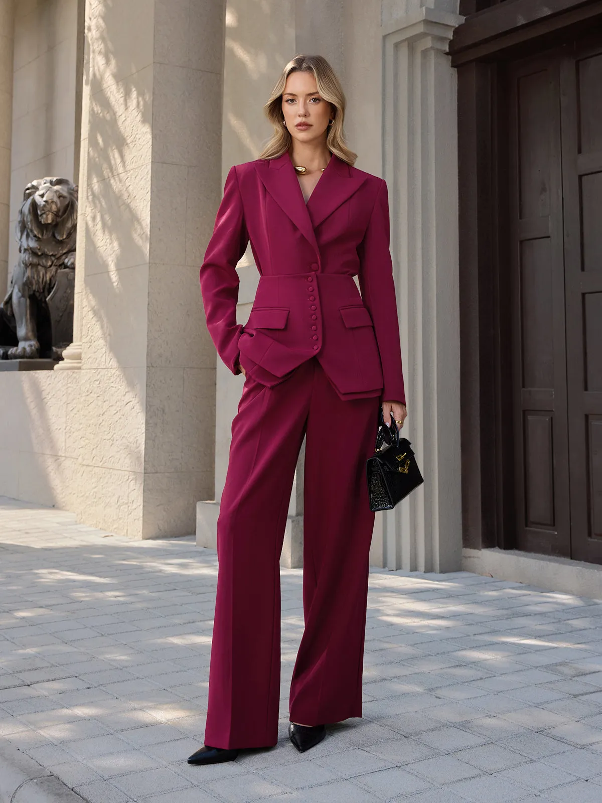 Button-Front Corset & Blazer Two-Piece Set sold by COMMENSE product image thumbnail 2