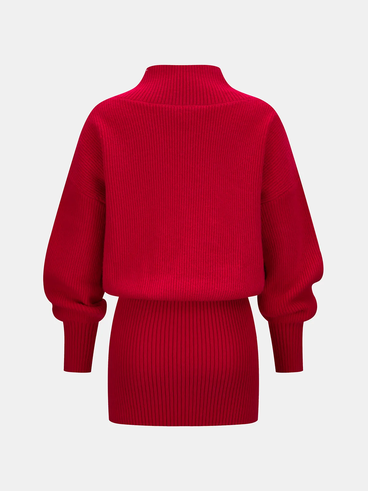 Wrap V-Neck Ribbed Knit Mini Dress sold by COMMENSE product image thumbnail 2