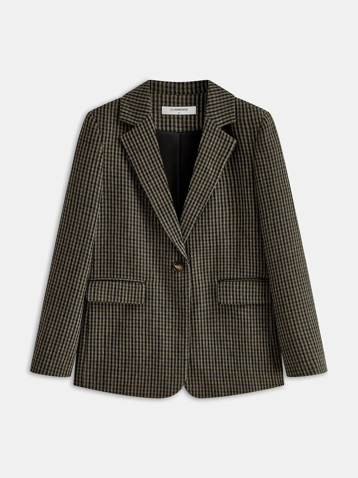 Wool-Blend Houndstooth Blazer sold by COMMENSE