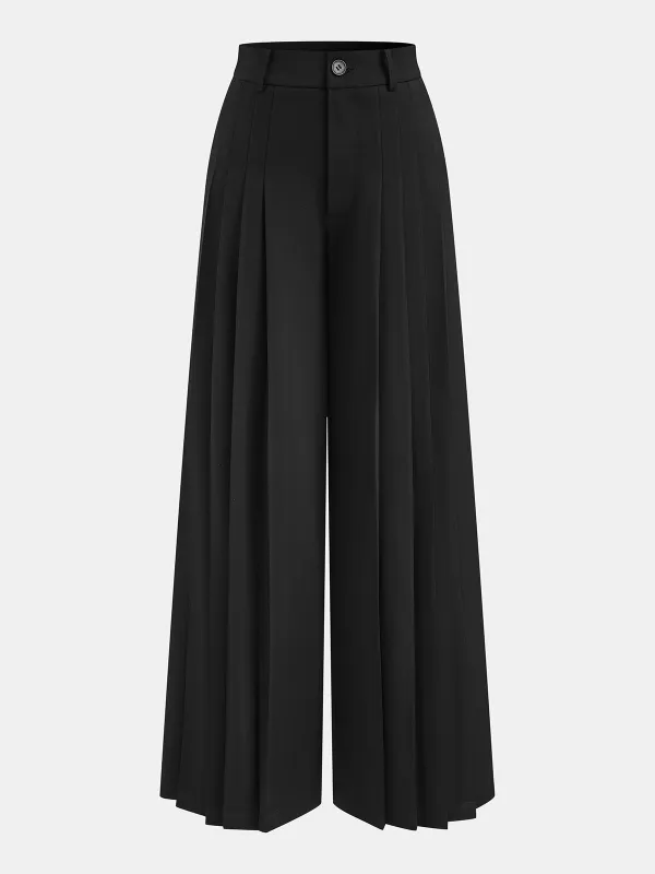 Pleated Mid-Waist Wide-Leg Pants sold by COMMENSE