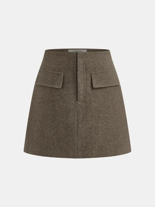 Decorative Pocket Tweed Mini Skirt sold by COMMENSE