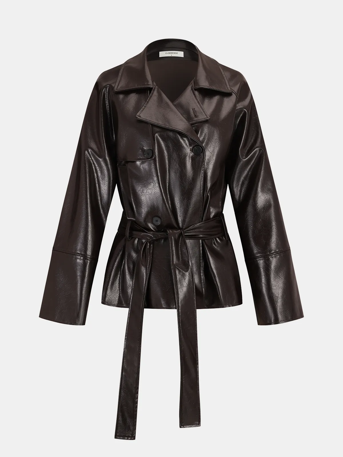 Belted Faux Leather Trench Coat sold by COMMENSE product image thumbnail 3