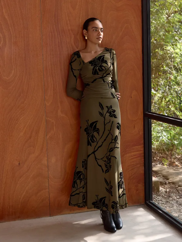 Floral Print Asymmetric Neck Top & Skirt Set made by COMMENSE