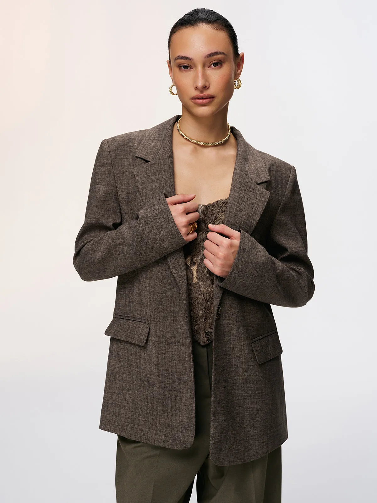 Lace Back Tie Detail Blazer sold by COMMENSE product image thumbnail 3
