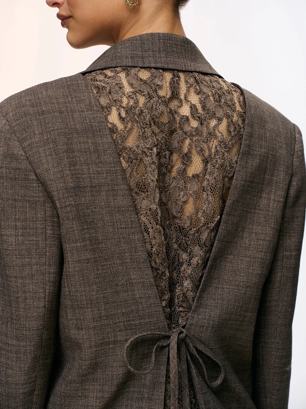 Lace Back Tie Detail Blazer sold by COMMENSE product image thumbnail 2