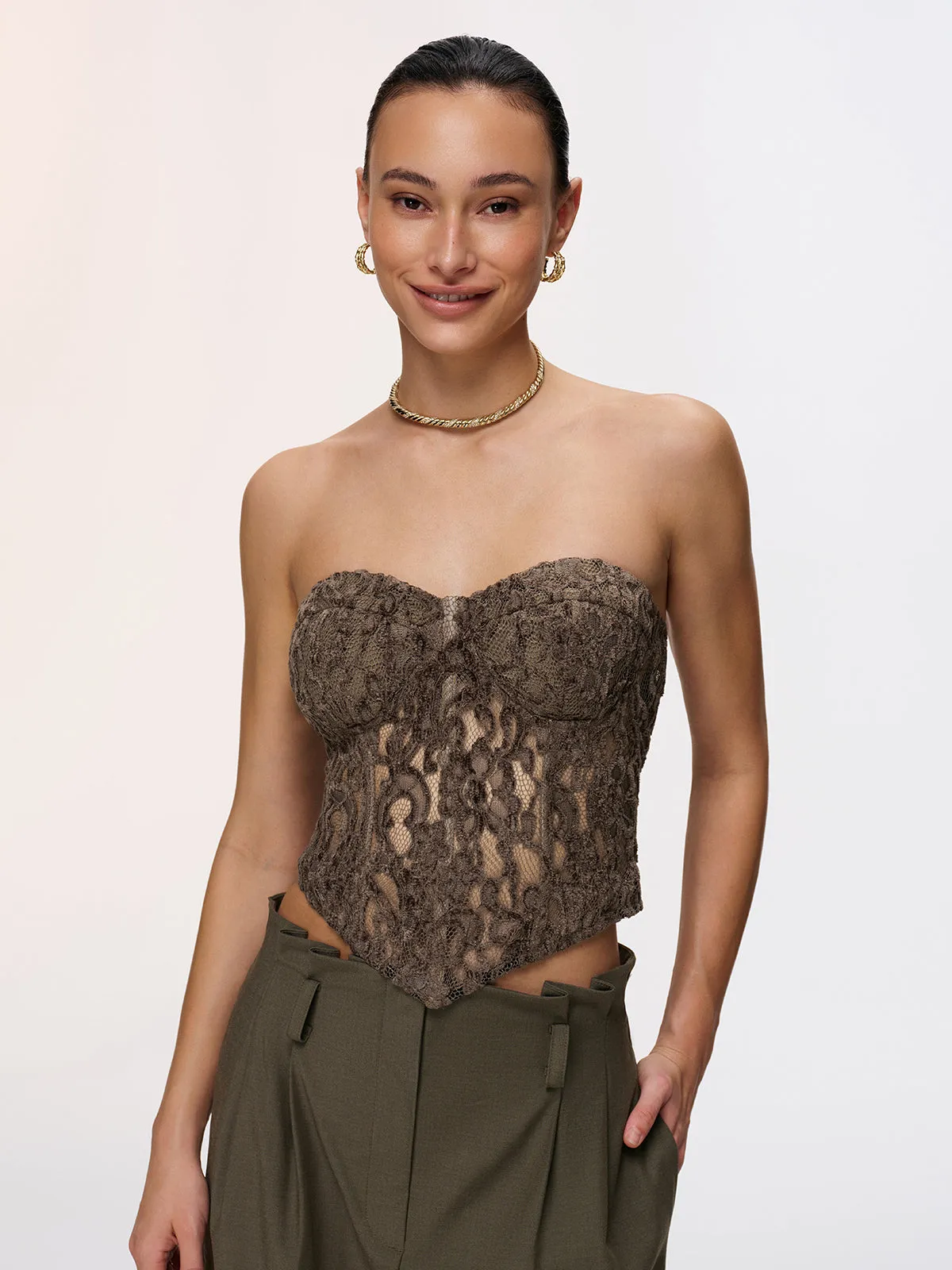 Lace Strapless Corset Top sold by COMMENSE