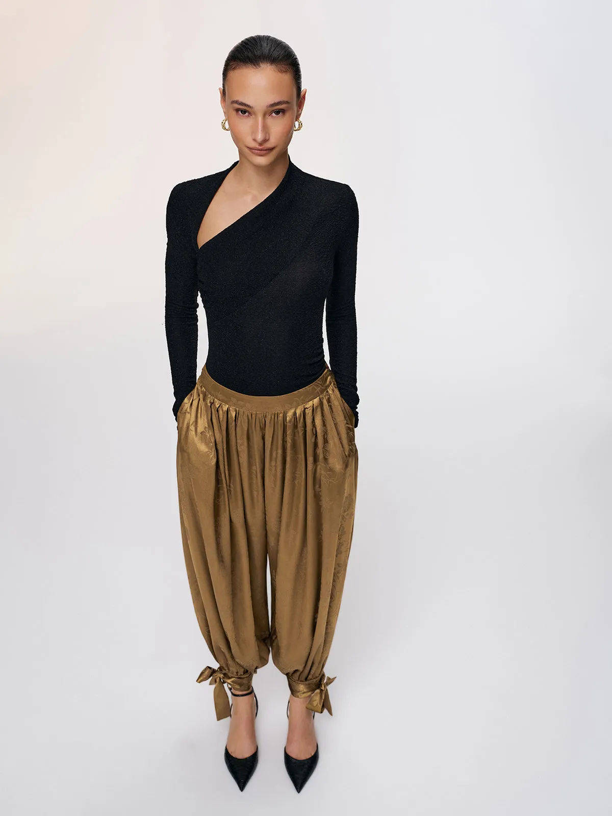 Asymmetric Neckline Sparkle Knit Top sold by COMMENSE product image thumbnail 4