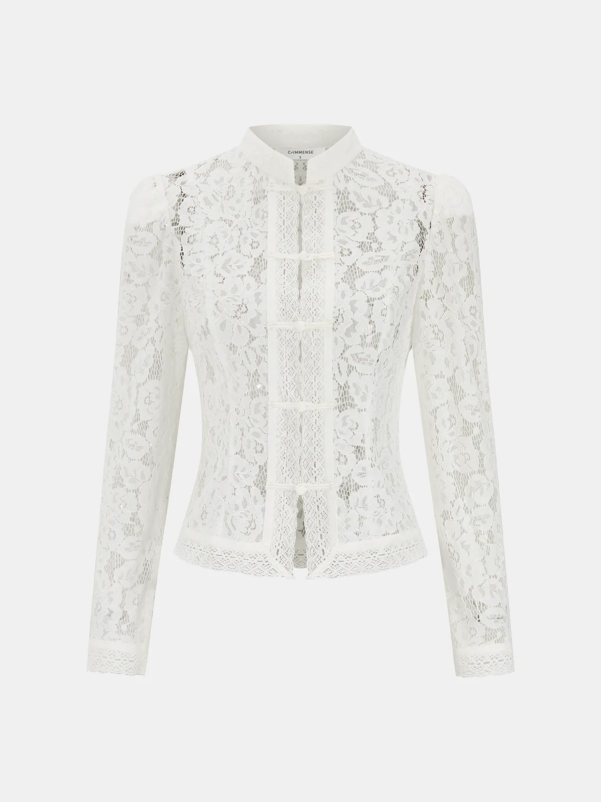 Frog Closure Lace Mandarin Collar Blouse sold by COMMENSE product image thumbnail 2