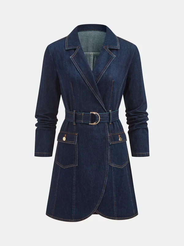 Belted Denim Blazer Dress sold by COMMENSE