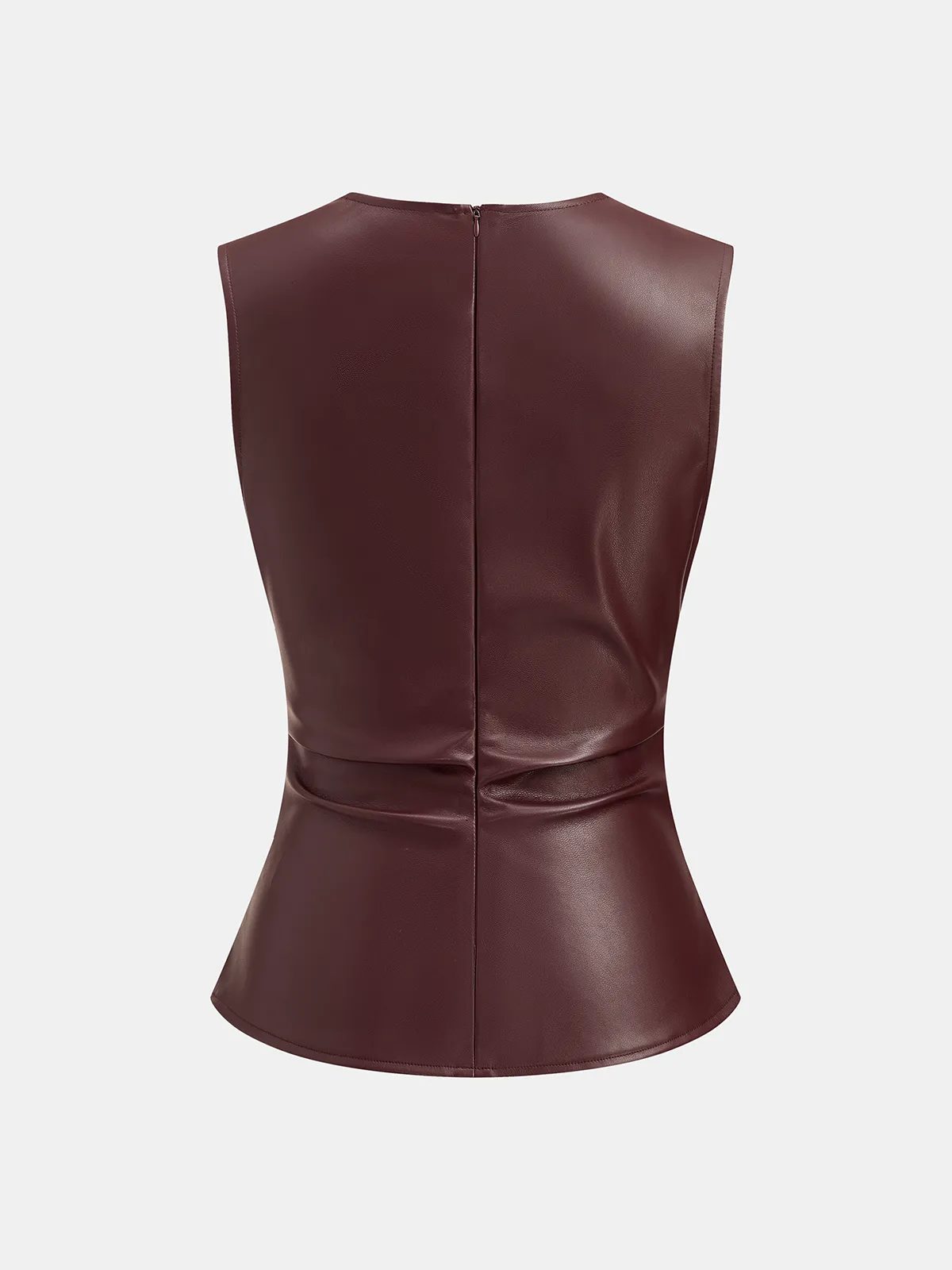 Asymmetric Neckline Ruched Faux Leather Top sold by COMMENSE product image thumbnail 2