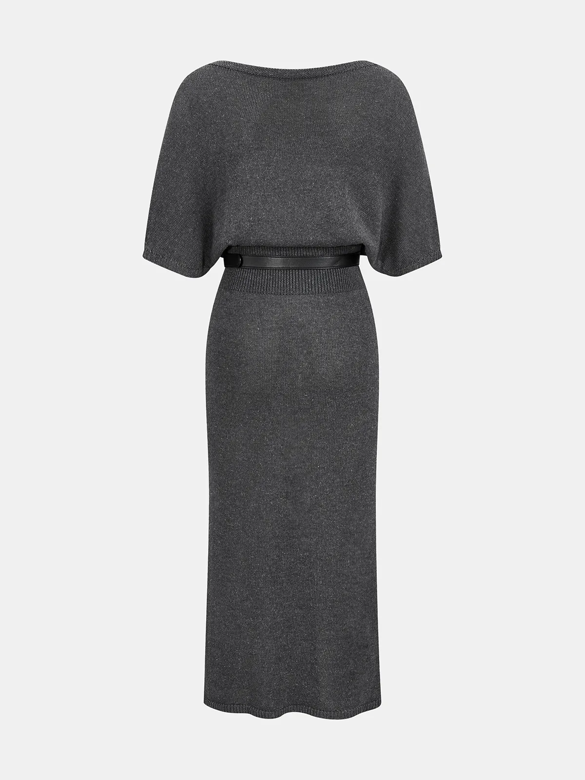 Batwing Sleeve Belted Knit Midi Dress sold by COMMENSE product image thumbnail 2