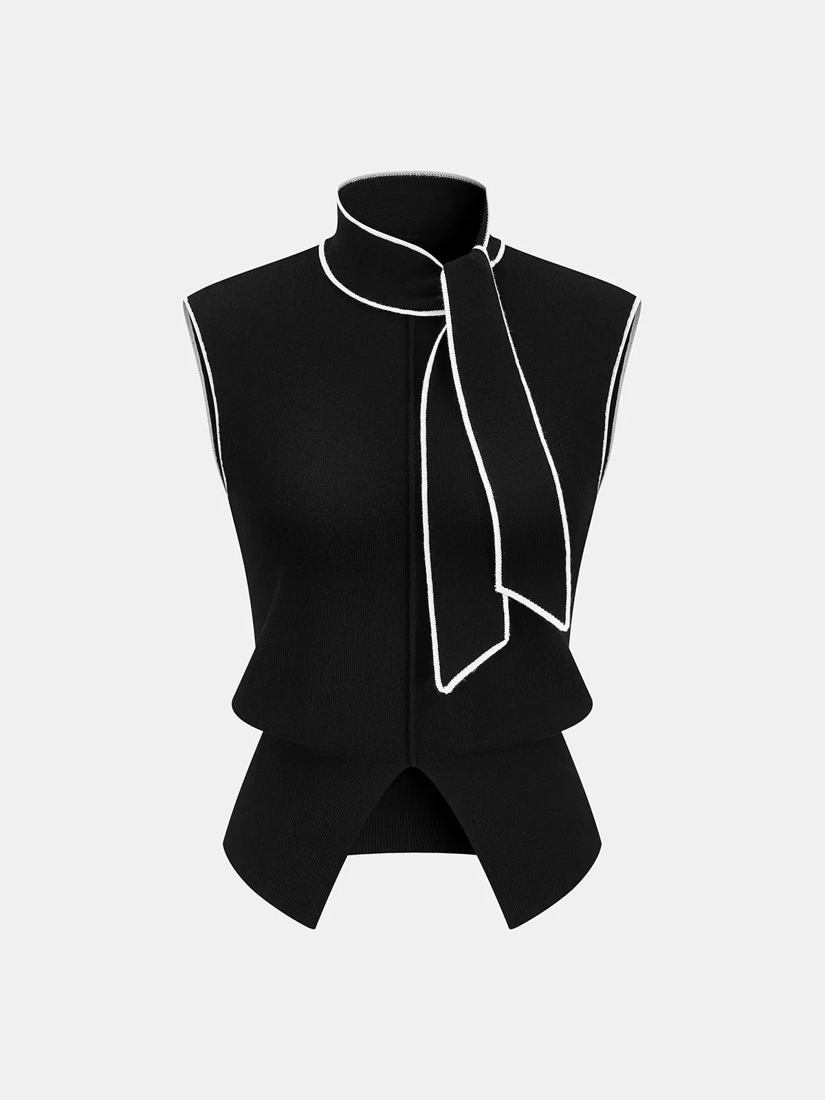 Contrast-Trim Tie-Neck Sweater Vest sold by COMMENSE