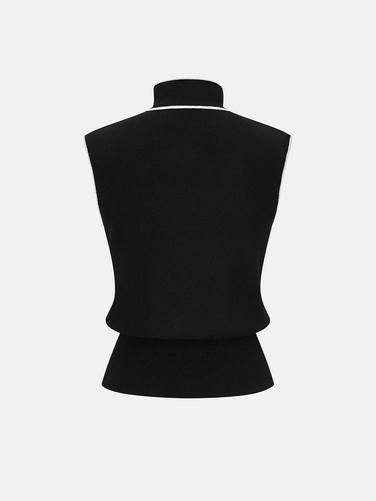 Contrast-Trim Tie-Neck Sweater Vest sold by COMMENSE product image thumbnail 2