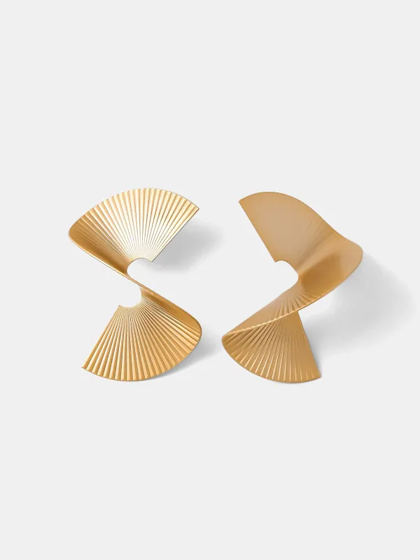 Spiral Fan-Pleated Statement Earrings sold by COMMENSE
