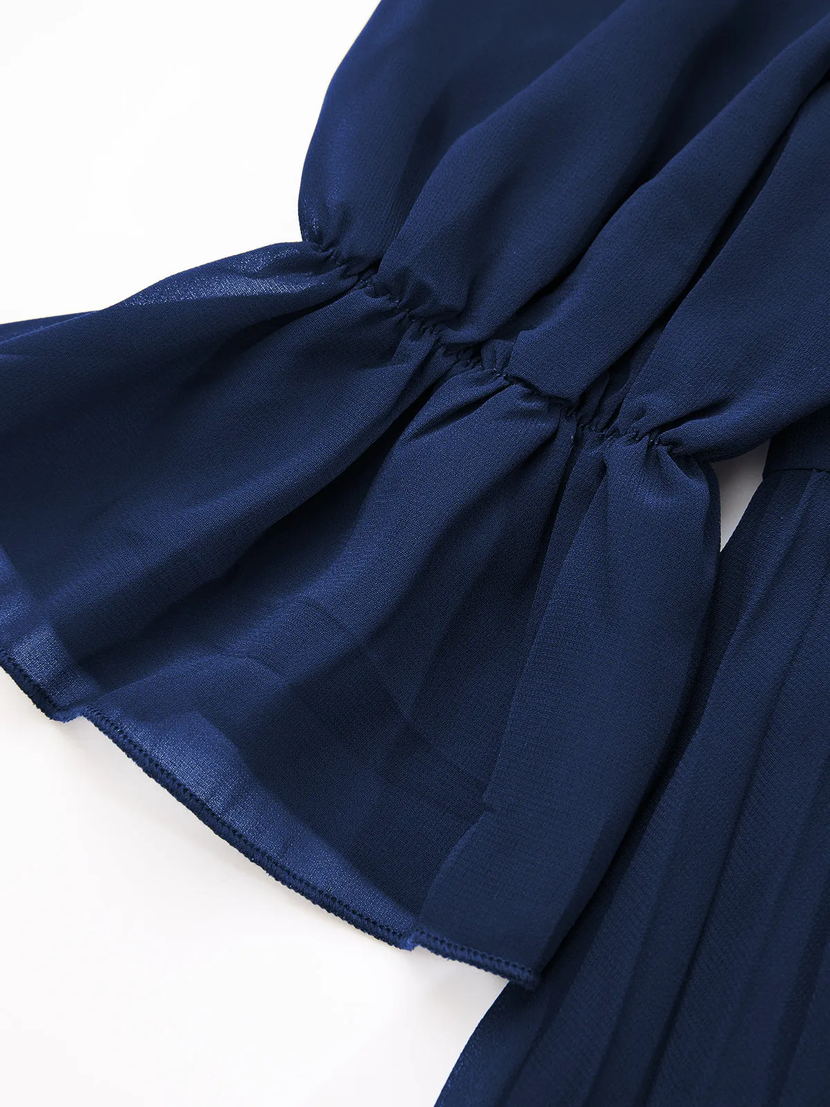 Semi-Sheer Pleated Chiffon Ruffle Maxi Dress sold by COMMENSE product image thumbnail 5
