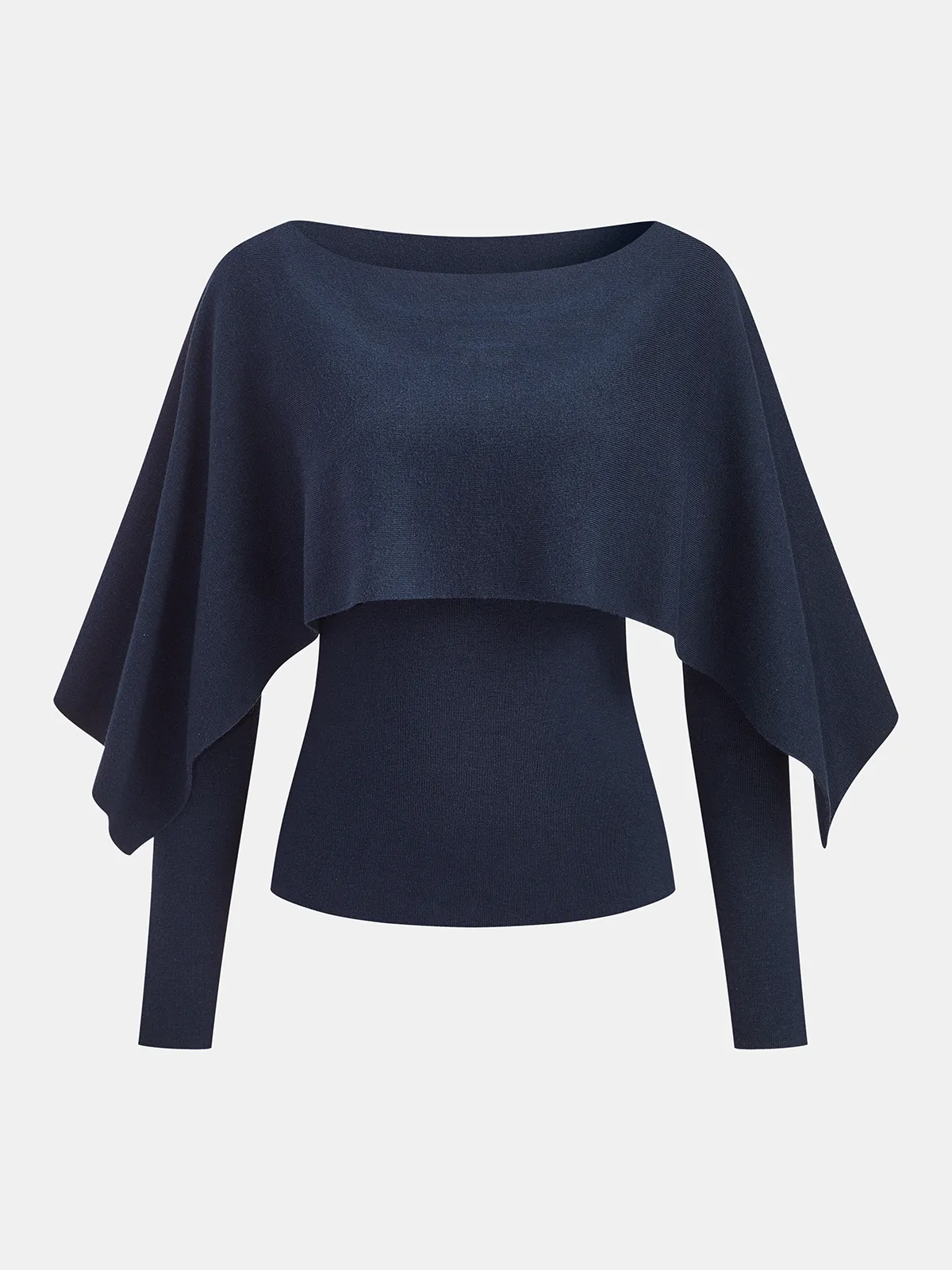 Long Sleeve Top & Capelet Knit Two-Piece Set sold by COMMENSE