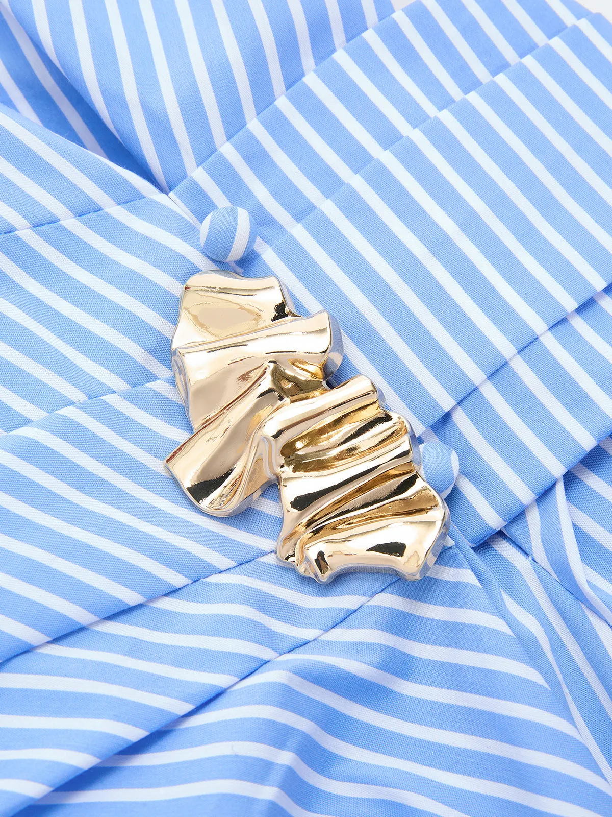 Metal Detail Flared Sleeve Striped Top sold by COMMENSE product image thumbnail 4