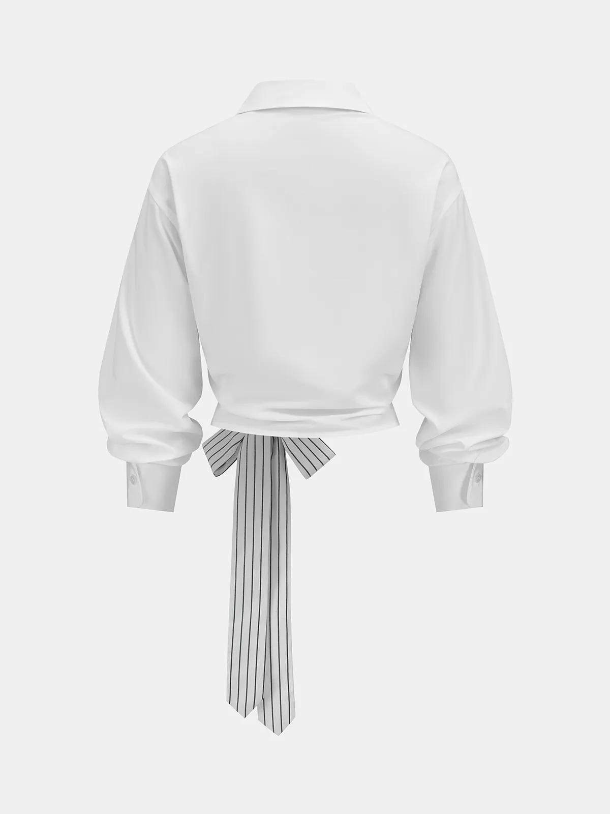 Striped Tie-Waist Cropped Shirt sold by COMMENSE product image thumbnail 2