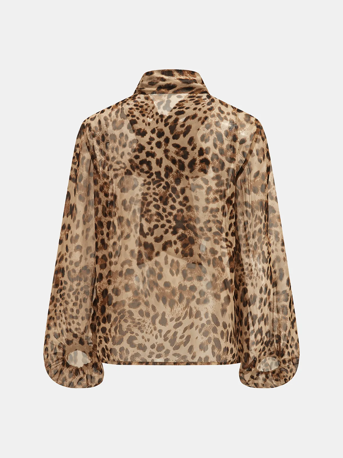 Tie-Neck Leopard-Print Sheer Blouse sold by COMMENSE product image thumbnail 2