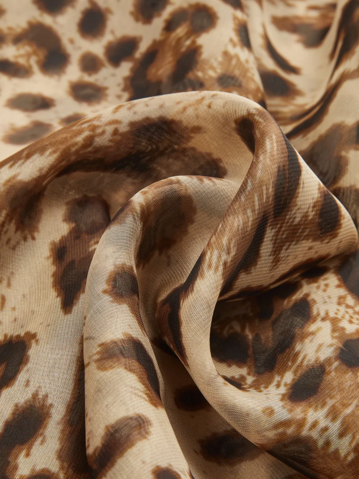 Tie-Neck Leopard-Print Sheer Blouse sold by COMMENSE product image thumbnail 3