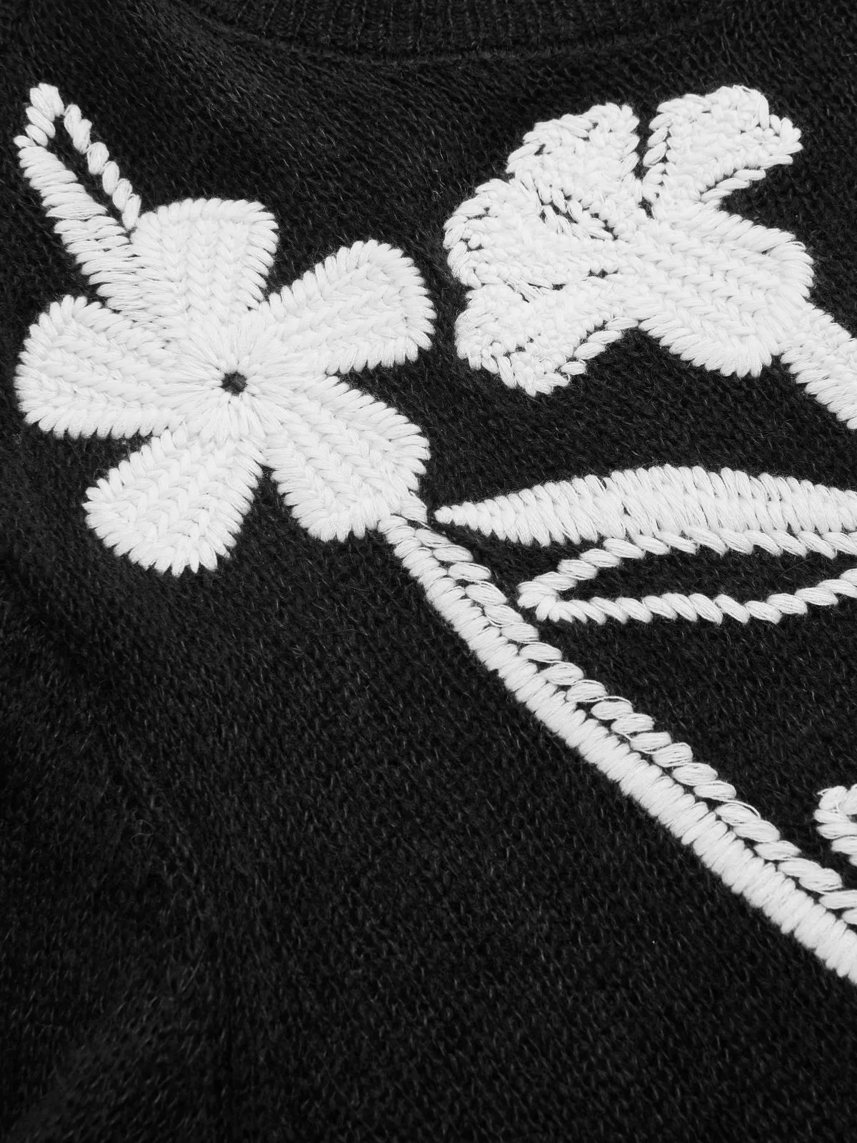 Floral Embroidered Wool-Blend Sheer Sweater sold by COMMENSE product image thumbnail 4