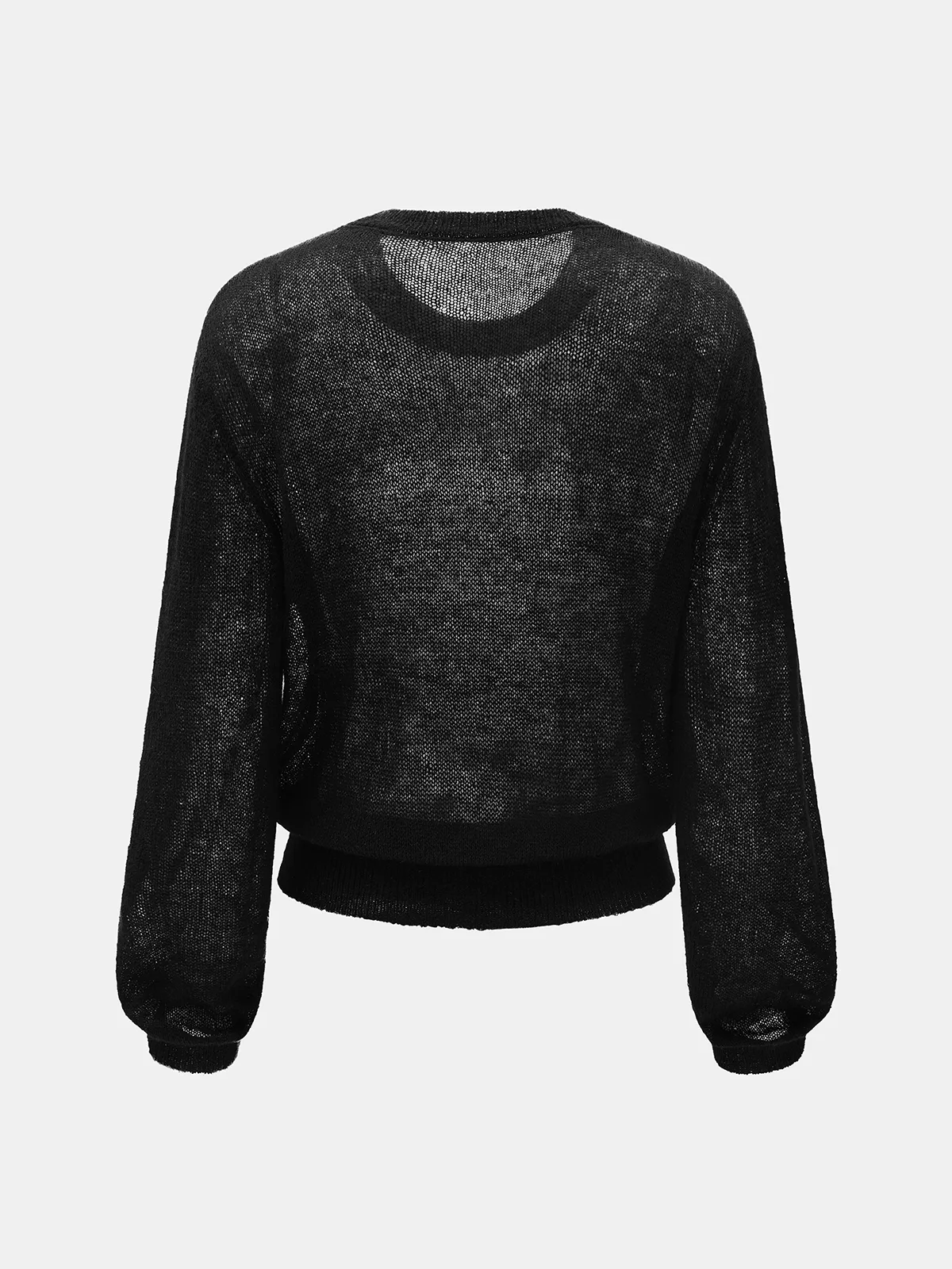 Floral Embroidered Wool-Blend Sheer Sweater sold by COMMENSE product image thumbnail 2