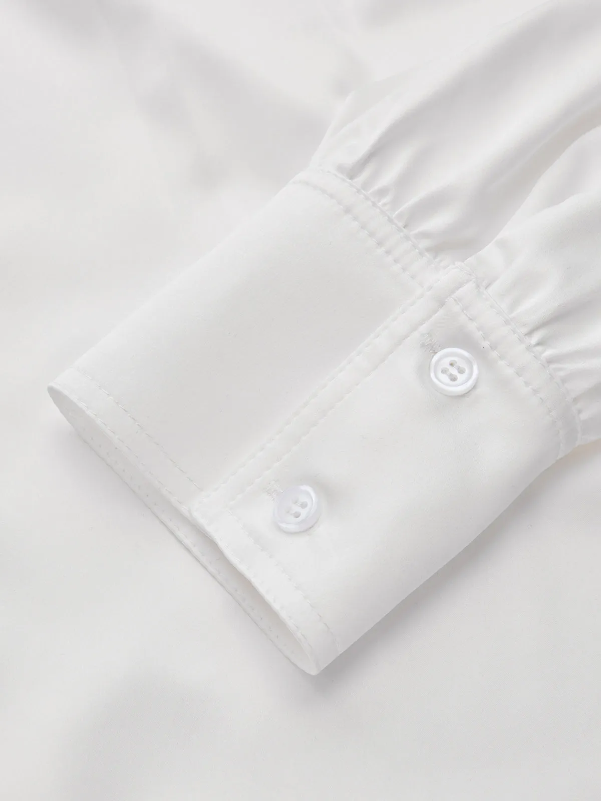 Semi-Sheer Satin Tie-Neck Long-Sleeve Blouse sold by COMMENSE product image thumbnail 4