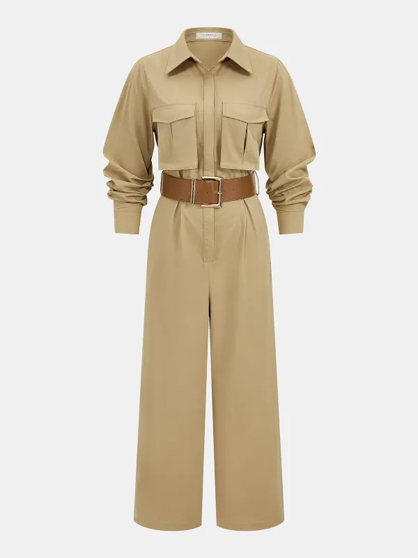 Belted Utility Shirt Jumpsuit made by COMMENSE