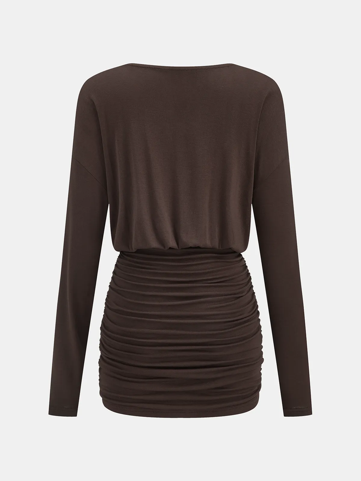 Buckle Detail Ruched Long-Sleeve Mini Dress sold by COMMENSE product image thumbnail 2