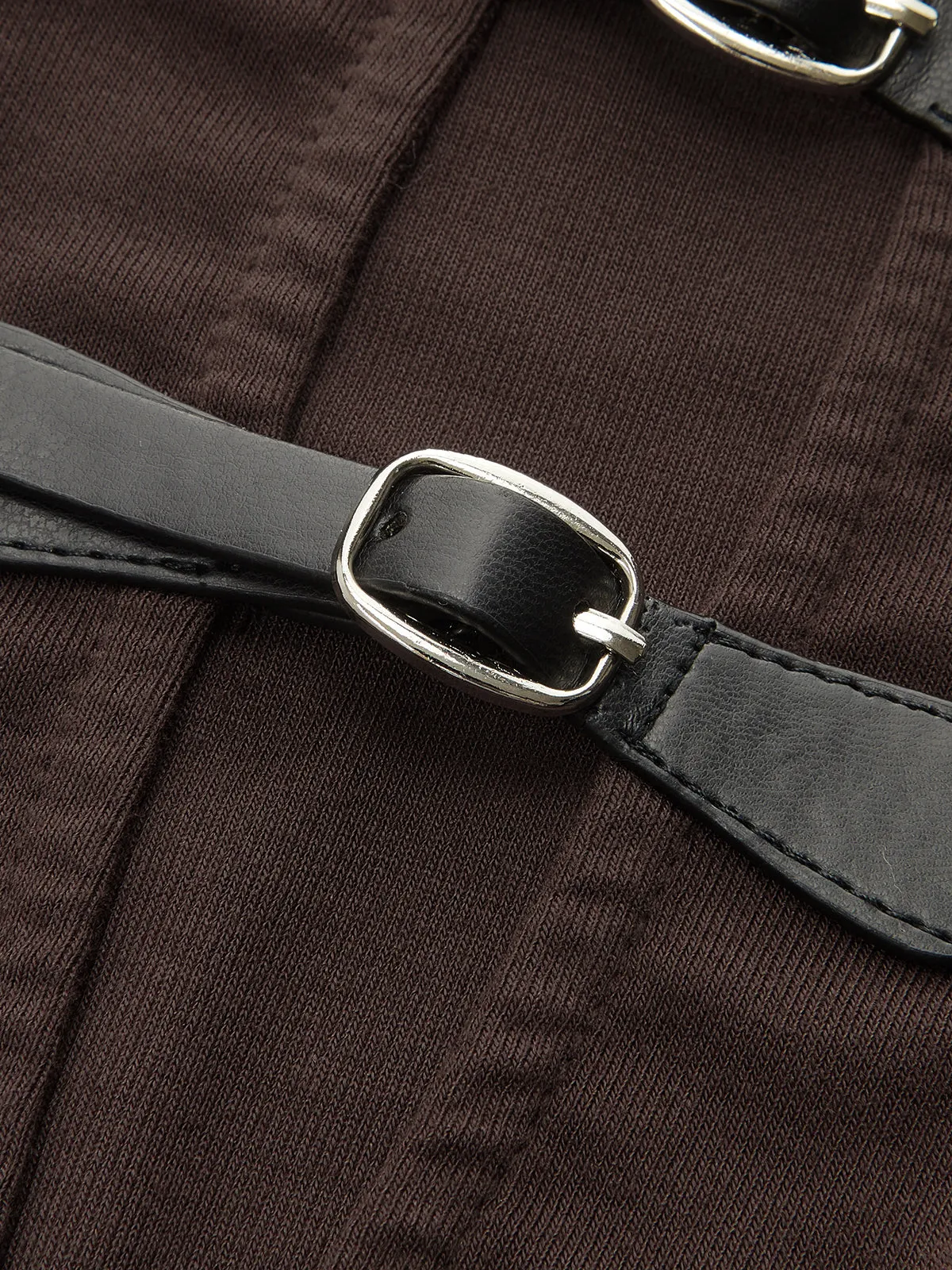 Buckle Detail Ruched Long-Sleeve Mini Dress sold by COMMENSE product image thumbnail 3