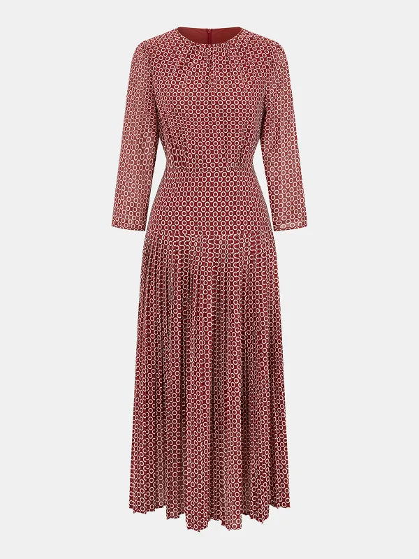 Geometric Print Chiffon Pleated Maxi Dress sold by COMMENSE