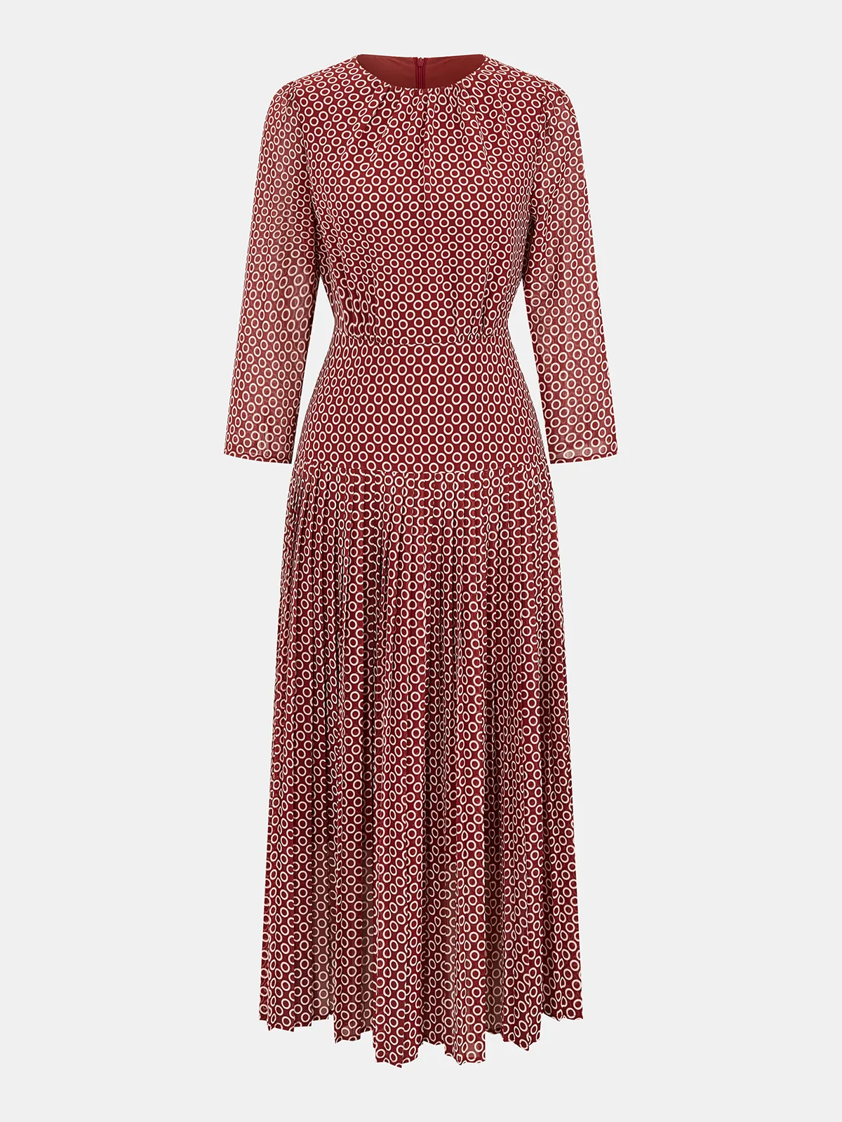 Geometric Print Chiffon Pleated Maxi Dress sold by COMMENSE