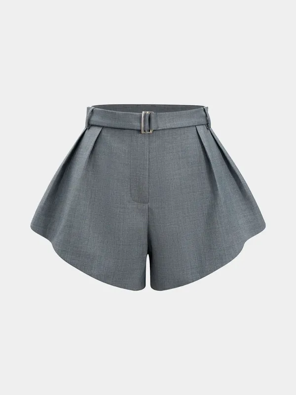 Belted Tailored Pleated Shorts made by COMMENSE
