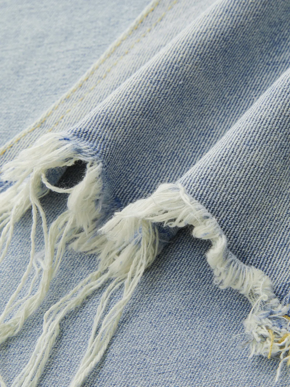 Asymmetric Denim Fringe Midi Skirt sold by COMMENSE product image thumbnail 5