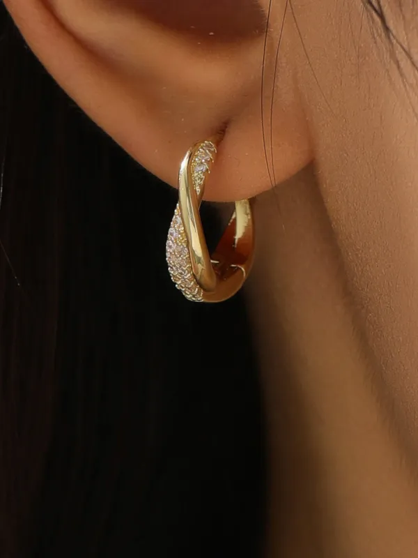 Zircon Accent Twisted Hoop Earrings sold by COMMENSE