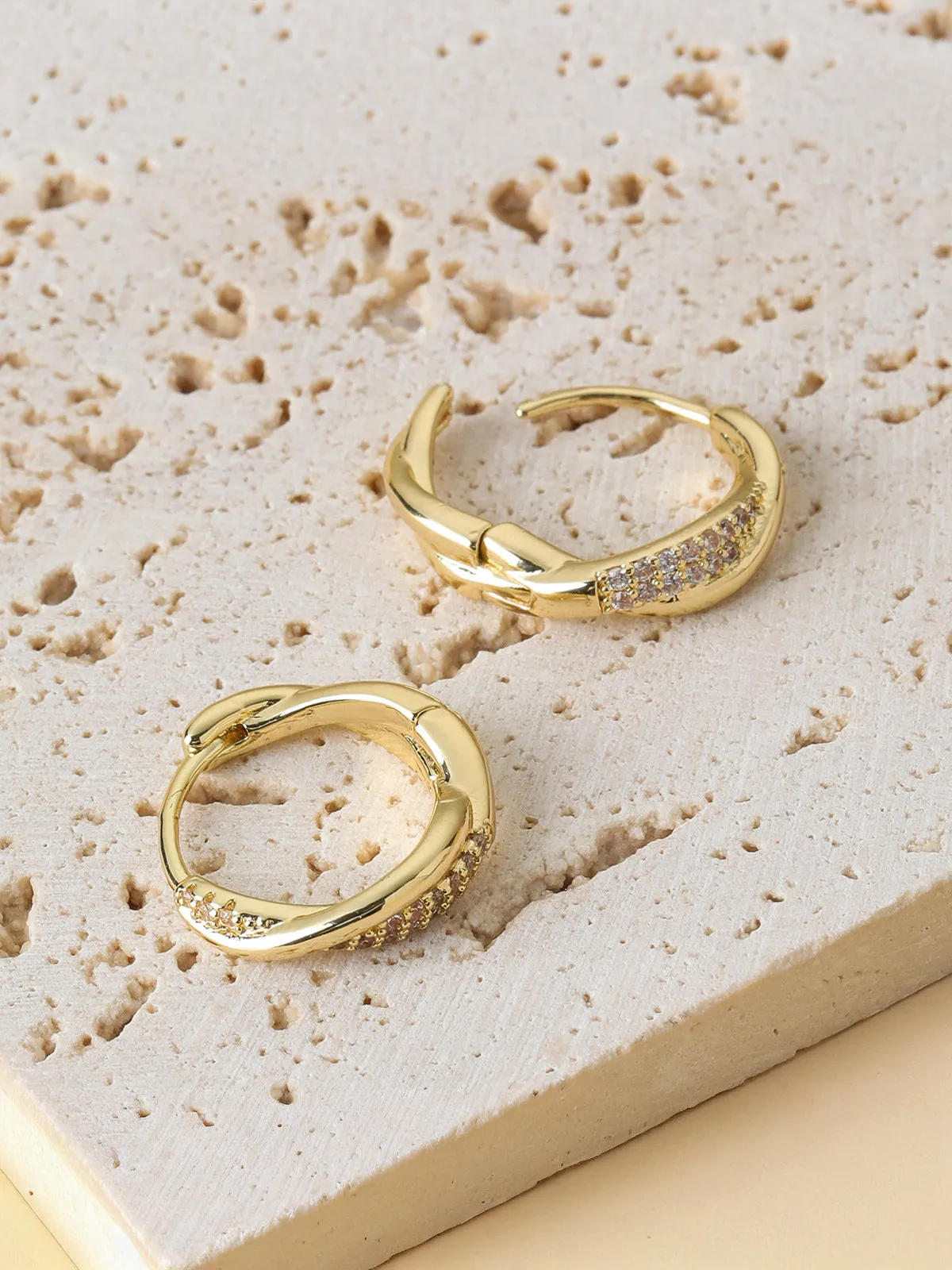 Zircon Accent Twisted Hoop Earrings sold by COMMENSE product image thumbnail 3