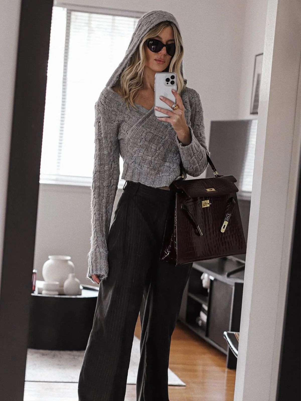 Crochet Hooded Long Sleeve Top sold by COMMENSE product image thumbnail 3