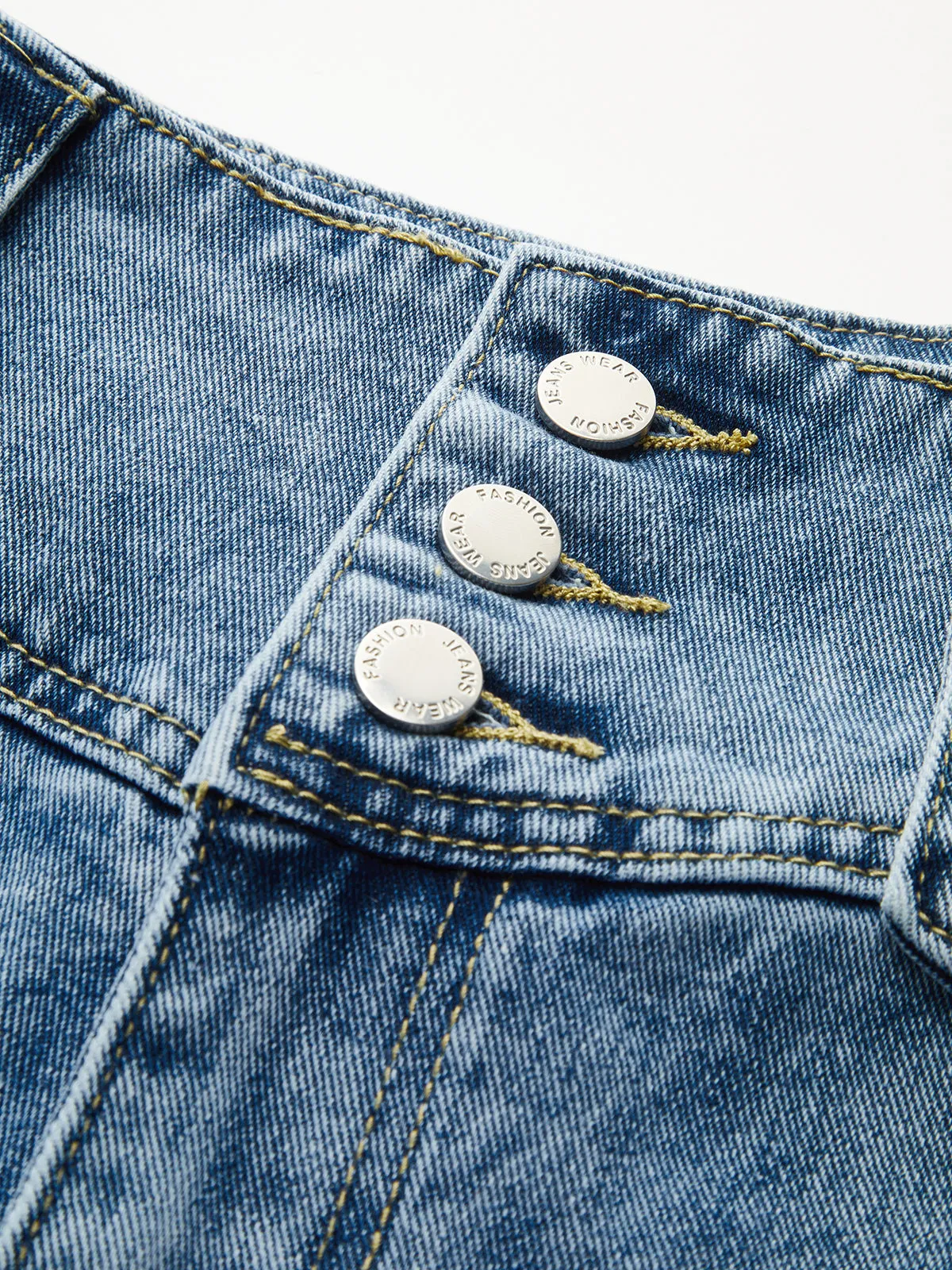 Button Detail High-Waist Wide-Leg Jeans sold by COMMENSE product image thumbnail 3