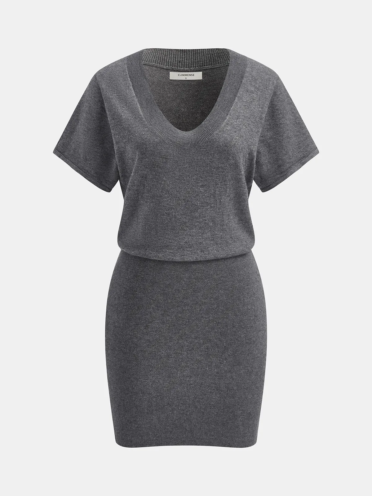 Wool-Blend Short-Sleeve Bodycon Mini Dress sold by COMMENSE
