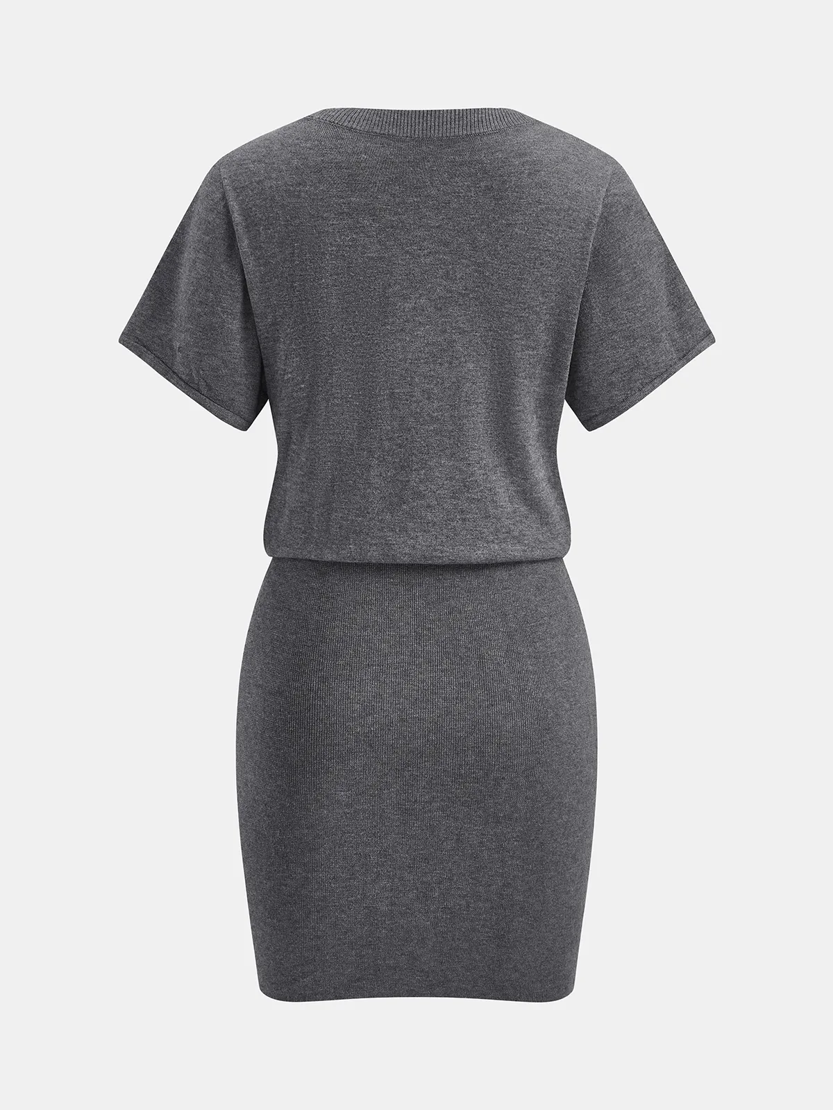 Wool-Blend Short-Sleeve Bodycon Mini Dress sold by COMMENSE product image thumbnail 2