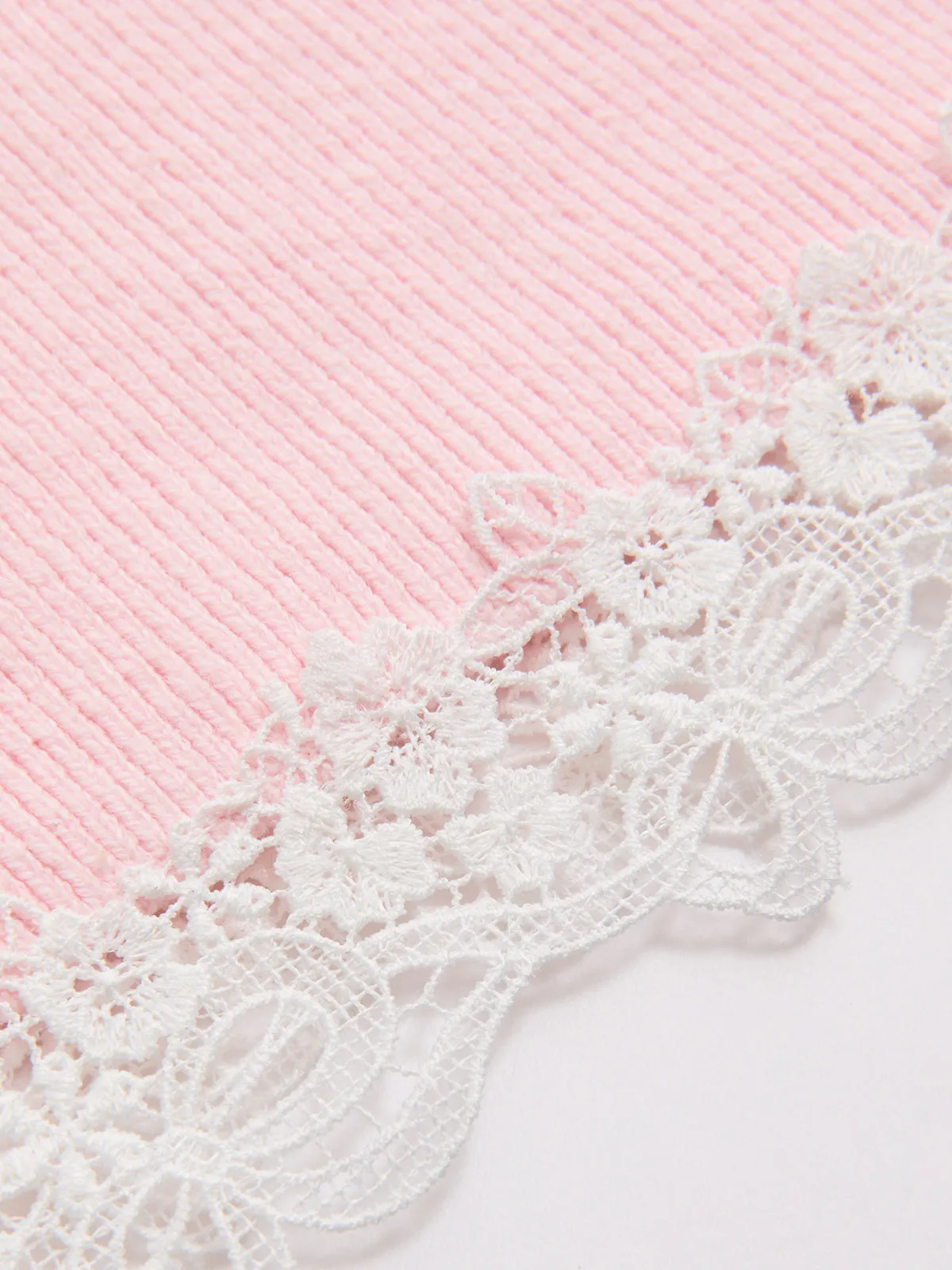 Ribbed Lace-Trim Short-Sleeve Cardigan sold by COMMENSE product image thumbnail 5