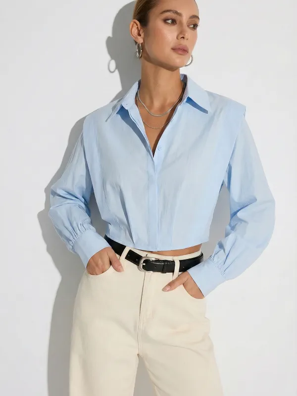 Wide-Shoulder Cropped Shirt made by COMMENSE