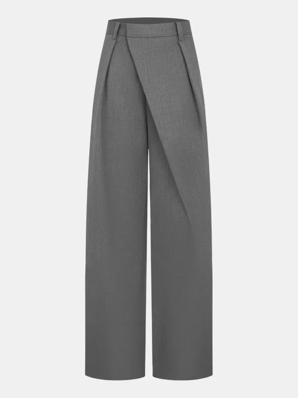 Asymmetric Pleated Wide-Leg Pants sold by COMMENSE