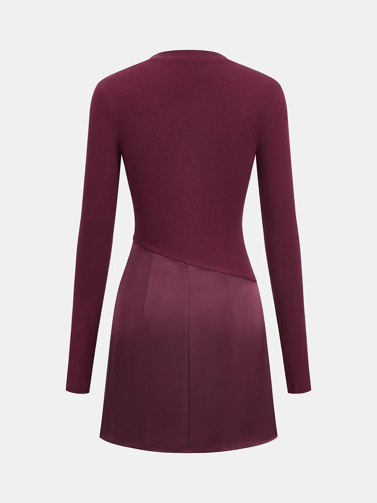 Satin Panel Long-Sleeve Fitted Mini Dress sold by COMMENSE product image thumbnail 2