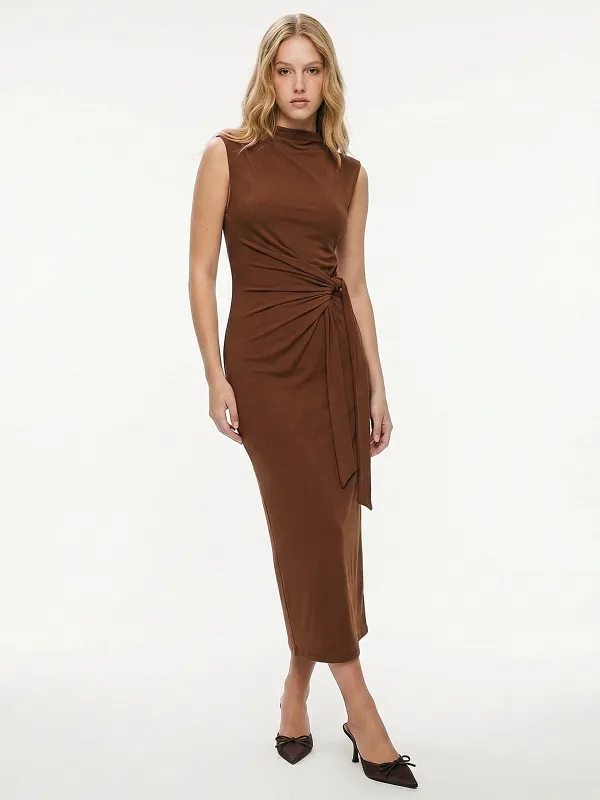 Sleeveless Knot-Waist Maxi Dress sold by COMMENSE